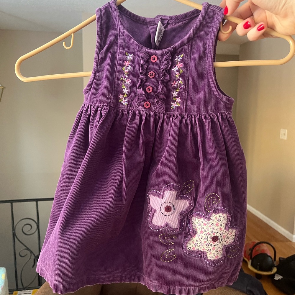 Purple Floral Embroidered Kids Dress